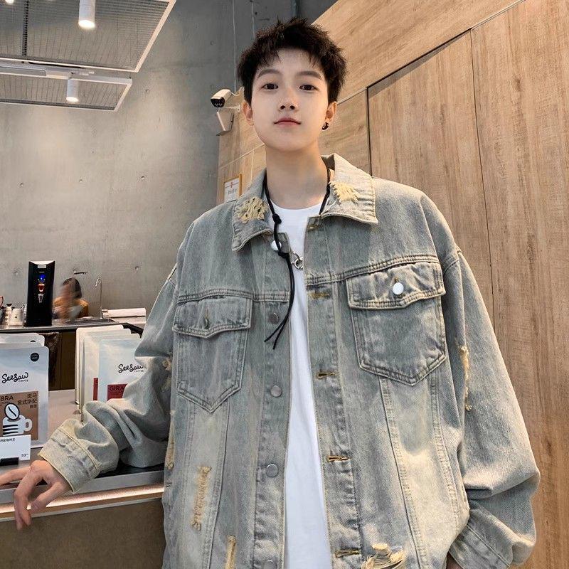 Men's Winter Lambswool Denim Jacket - Trendy American Style, Thickened with Velvet for Warmth, Hong Kong Inspired Fashion.