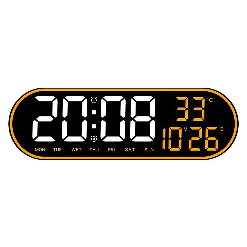 Digital Wall Clock Large Alarm Clocks Remote Control Date Week Temperature Clock Dual Alarms LED Display Clock