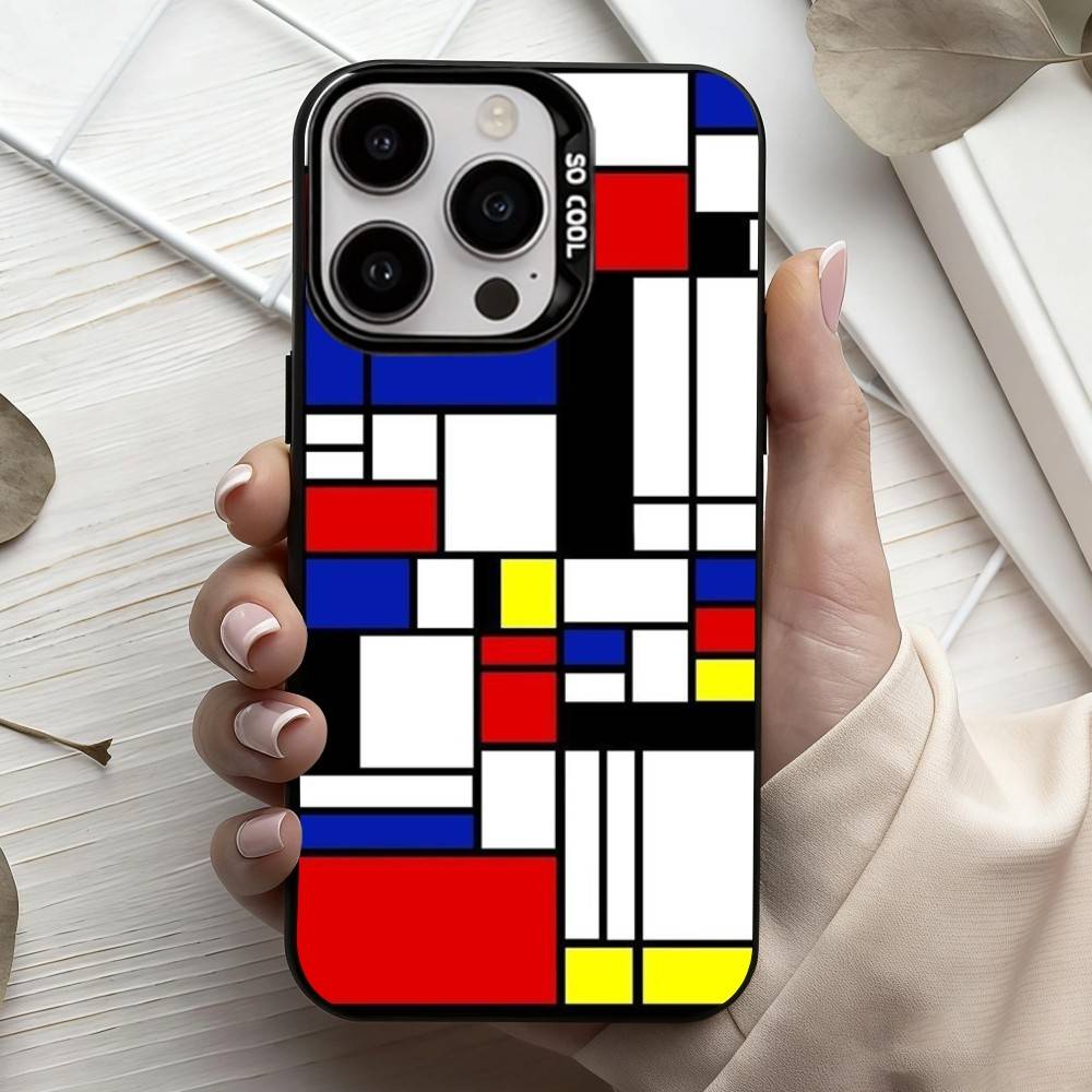 Grid T-TOPLBPCS M-Mondrian  Phone Case For iPhone17,16,15,14,13,12,11 Plus,Pro Max Black Candy silver phone case