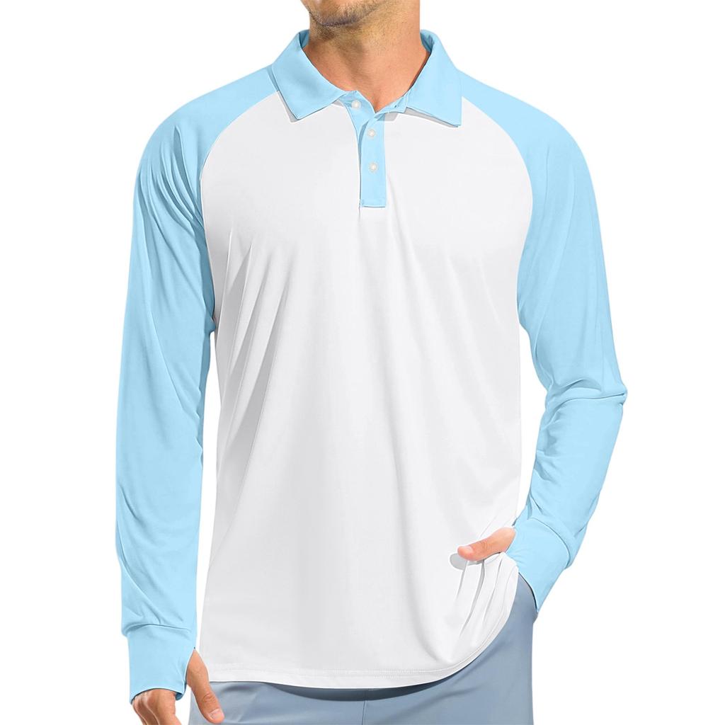 Men's Raglan Long Sleeve Golf Shirt UPF 50+ Lightweight Shirt