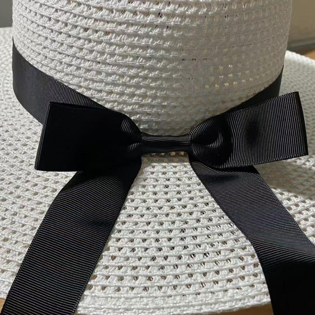 New Straw Hat Women's Beach Hat European and American Bow Visor Hat Travel Sunscreen Sun Hat