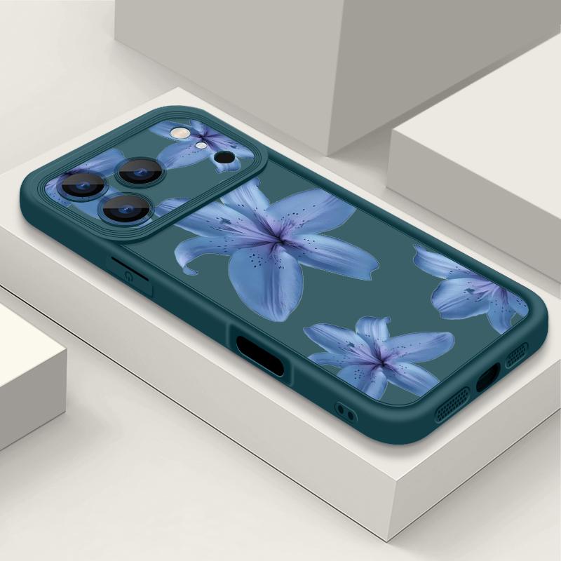 Blue Lily Pattern TPU Phone Case For iPhone 17 16e 15 16 Pro Max 14 16 Plus For iPhone Air 13 12 Pro Max 11 Soft Silicone Cover