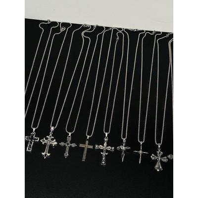 European and American Fashion Brand Cross Necklace Boys Trendy Fashion Handsome Hip-hop High Sense Niche Versatile Personality Sweater Chain Women