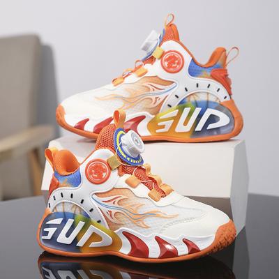 Children's Shoes Basketball Shoes 2025 New Button Sports Shoes Spring and Summer Mesh Boys and Girls Running Shoes Medium and Large Children