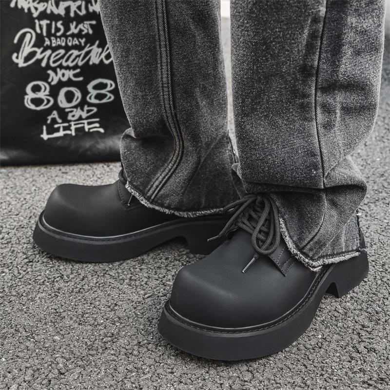 Big head Derby shoes men's high-end commuting black platform trendy shoes 2024 new heightening college style 9522-A