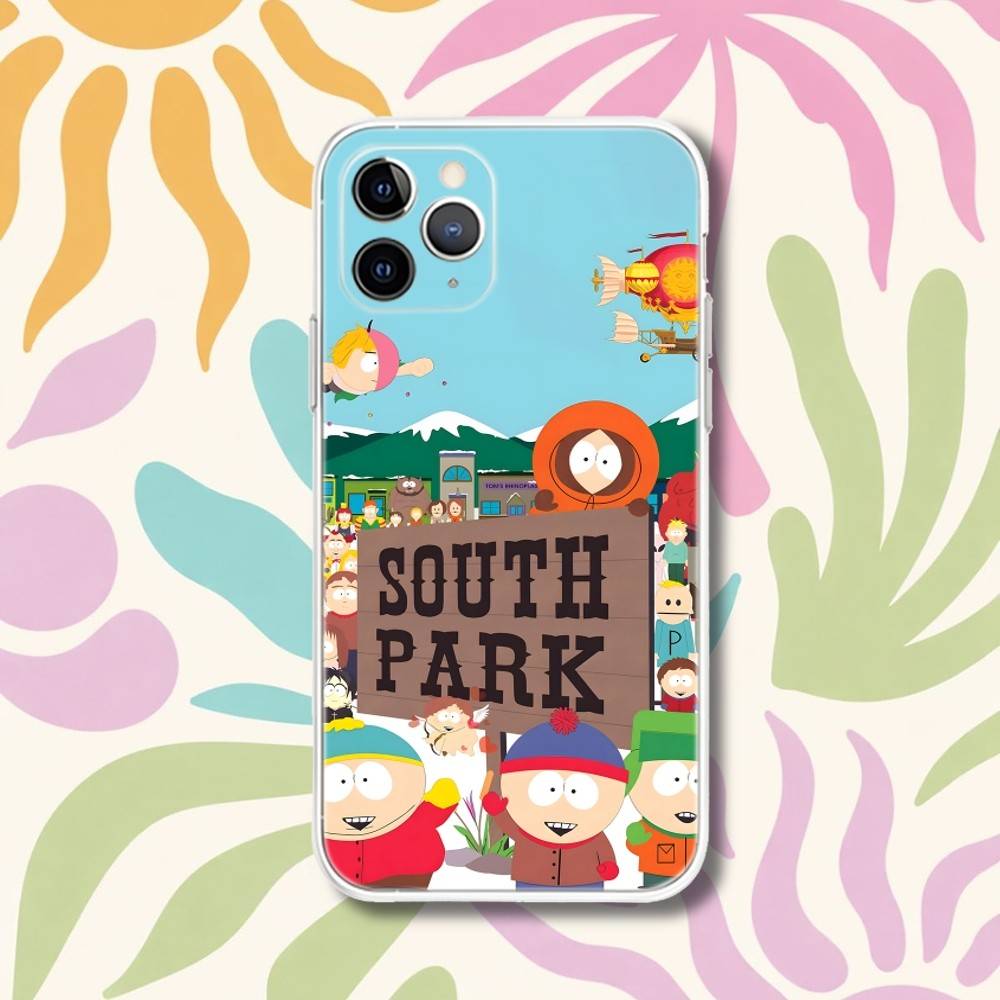 S-South Cartoon Park Transparent Phone Case For iPhone 17,13,15,12,11,14,16 Pro Max Mini 7,8 Plus SE4,17E Air Fundas