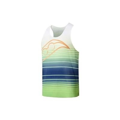 Gestreifter Print Marathon Rennsport Atmungsaktiv Leicht Pullover Rundhalsausschnitt Ärmellose Weste Herren Oberteile Grün-Verlauf SC2239272A-PR80