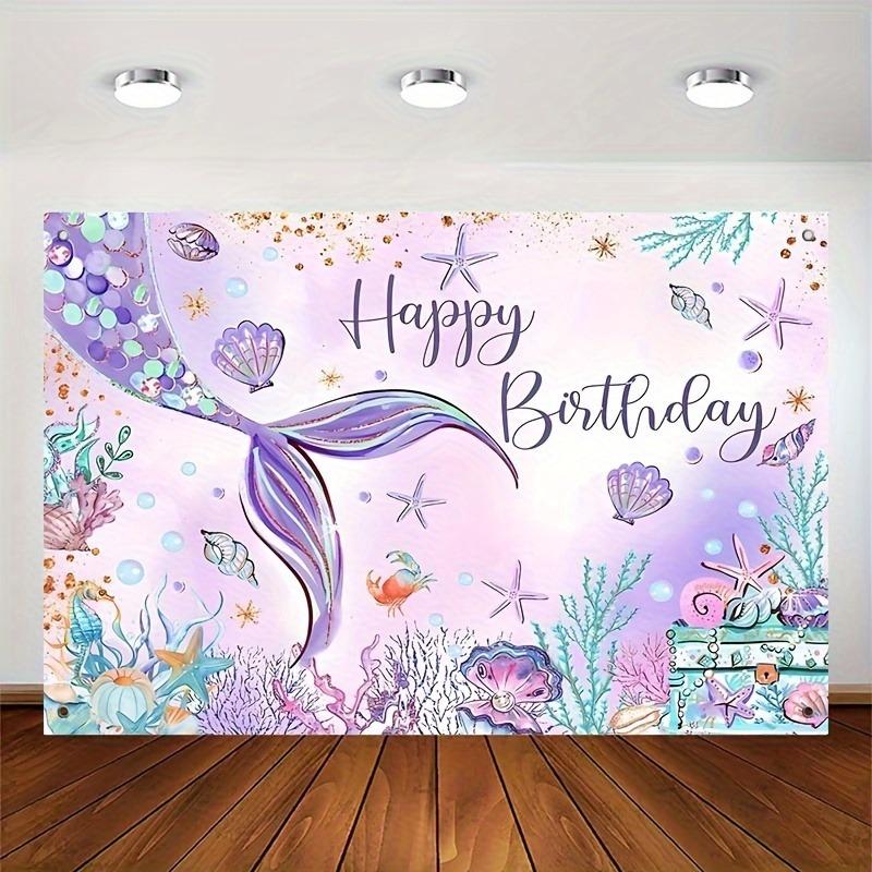 Mermaid - Inspired - Dreamy Happy Birthday Backdrop,Tapestries, Party Decorations, Birthday Carnival Celebration Gifts
