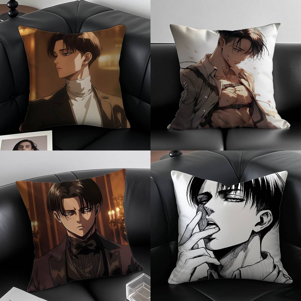 1 Stück Levi Ackerman Attack on Titan Kissenbezug, milbenabweisend, mit verdecktem Reißverschluss, seidig-kurzplüschig, Sofakissenbezug