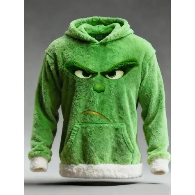 2025 European & American Green Grinch 3D Print Casual Hoodie Sweatshirt