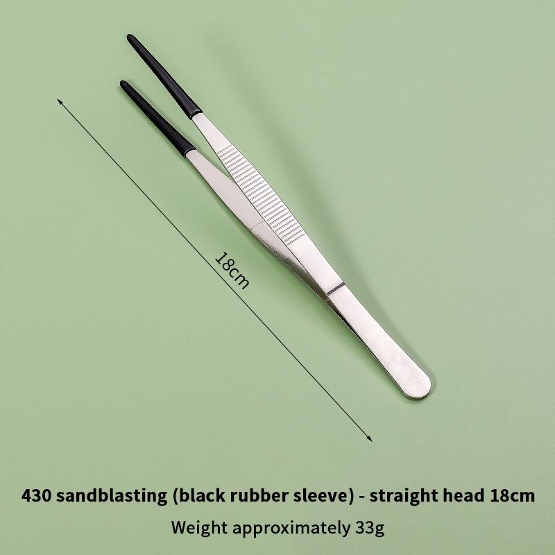 Pet Feeding Accessories: Straight and Curved Stainless Steel Tweezers with Rubber Tips for Aquarium Reptiles