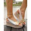 2026 Summer Women's Platform Wedge Sandals Peep Toe Buckle Strap Roman Plus Size Casual Shoes