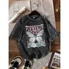 Washed Cotton Butterfly Print T-Shirt Retro Mystic Butterfly Graphic Tee Casual Loose Short Sleeve