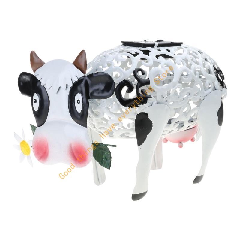 

Solar Cow Statue Hollow Wrought Iron Ornament Led Lantern Crafts for Outdoor Garden Lawn Yard Decoration Gift 55KF CN
