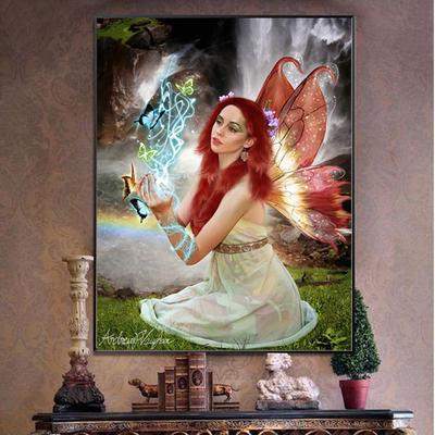 5D Diamond Painting Full Drill Cross Stitch Butterfly Fairy Diamondembroidery Rhinestones Decoration