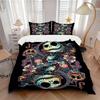 3pcs Set Jack Skellington Day of the Dead1pc of Quilt Cover+2pcs of Pillowcase, No Core, Print Bedding, All Seasons Bedroom Setting085
