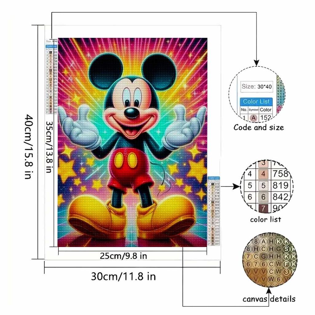 Full Round Diamond Painting Clever Mickey Art Rhinestone Picture Mosaic DIY 5D Cross Stitch Embroidery Home Decoration