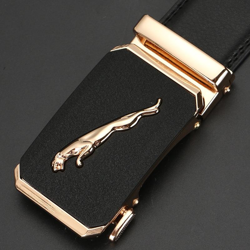 Leopard Frosted Automatic Buckle Two Layer Cowhide Belt Men's Cowhide Belt