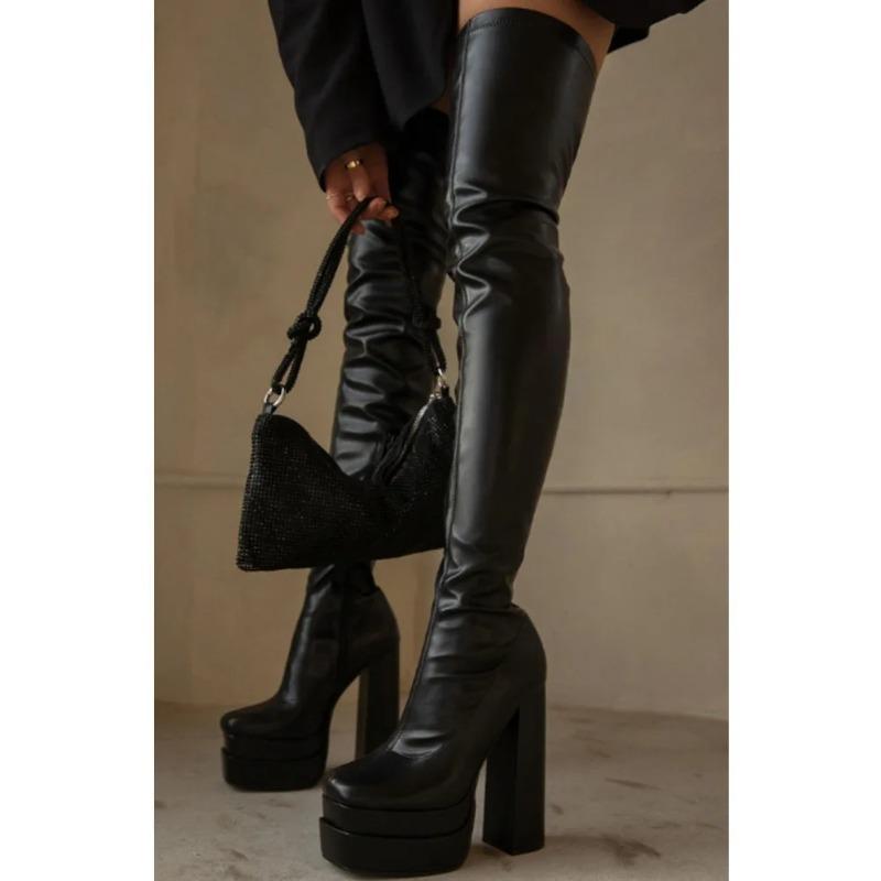 Fashion Platform High Heeled Women Over The Knee High Boots Brand Design Winter Fashion Sexy Elegant Walking Comfy Women Shoes