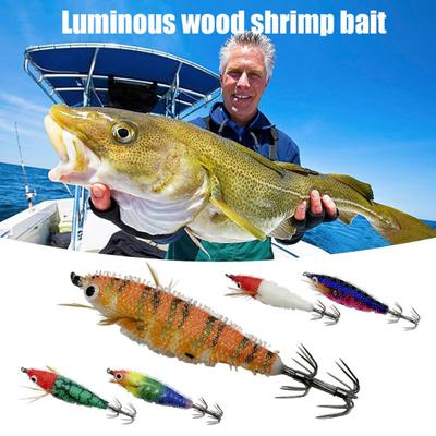 7.5CM/6G Bionic Shrimp Lure with Squid Hook Glow-in-the-dark Realistic Artificial Bait Saltwater Freshwater Bass
