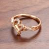 Kinel  Romantic Rose Gold Color Love Heart Rings For Women Shiny Zircon Wedding Ring