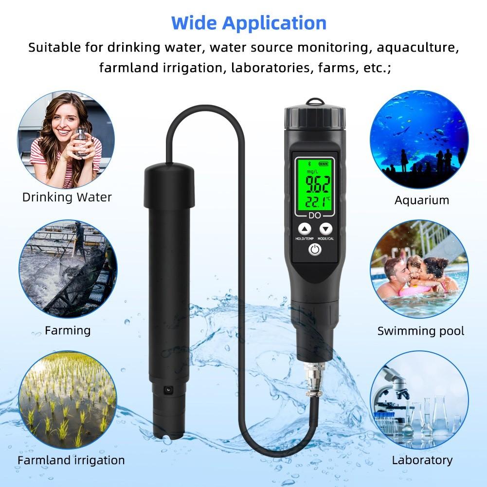 Portable Smart Bluetooth Dissolved Oxygen Meter Digital Dissolved Oxygen Analyzer 0.0-40.0mg/L Dissolved Oxygen Detector