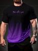 Summer casual digital printed T-shirt - gradient purple black color scheme