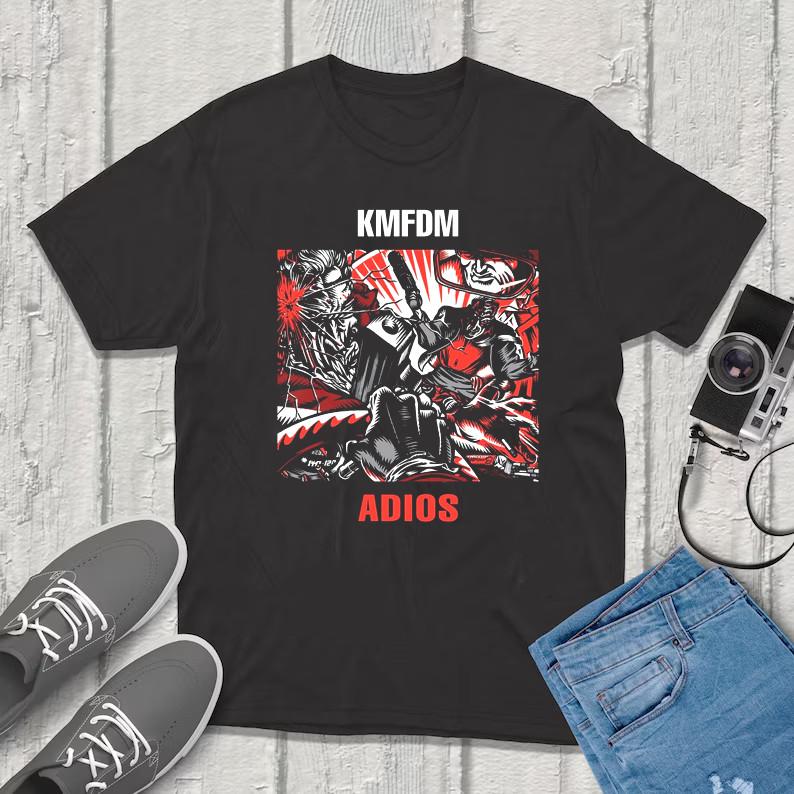 Unique Adios Kmfdm Graphic One Side In Unisex Shirt All Size Black NZ426 M