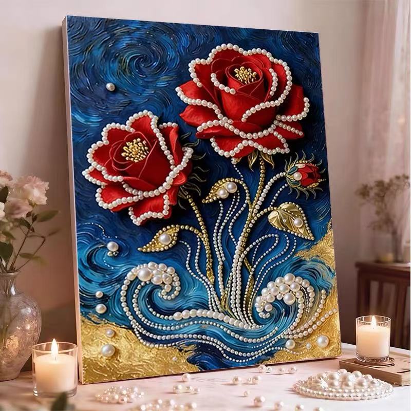 Decorative Painting Material Package, Handmade Diy National Style Ornament, Year Of The Horse Pearl Painting With Photo Frame, Living Room Entrance