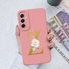 Phone Case For Samsung Galaxy A34 A33 A32 Elegant Rose Letter Soft Liquid Silicone Sqare Back Cover For Samsung A 34 33 32 Shell