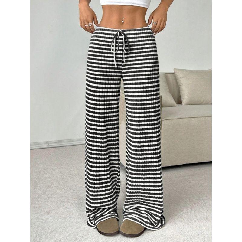 European and American Leisure Stripes Straight-Leg Pants Loose Pants Pants Children Casual Pants Trousers Women