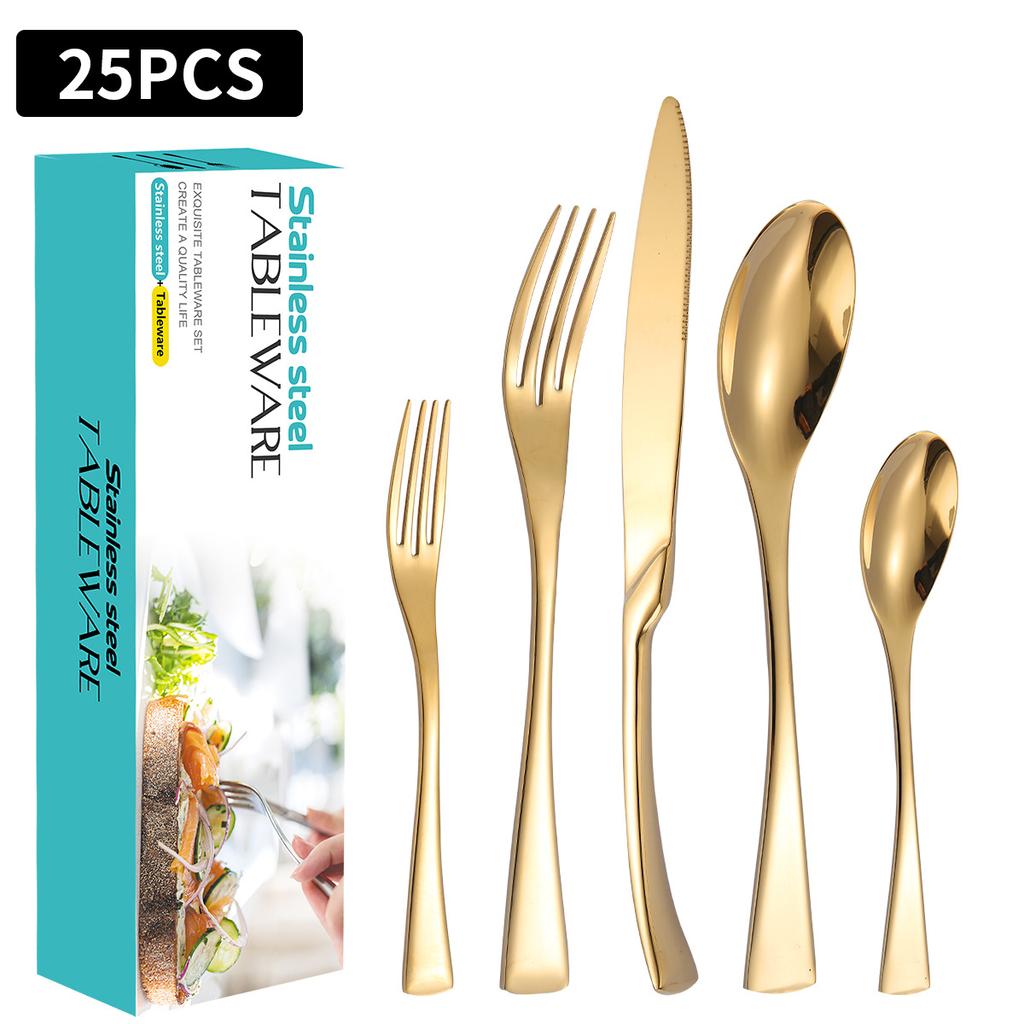 Stainless Steel Tableware Suit Ka Ya Steak Knife, Fork and Spoon Four-Piece Set 4-Person 6-Person Tableware
