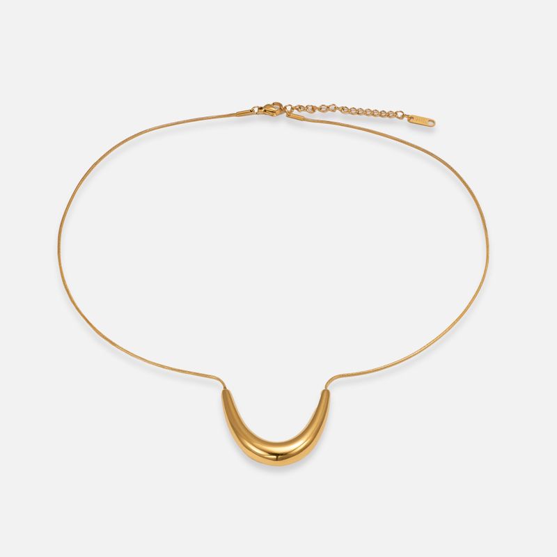 

Dasein ACC Fashion Niche Style Fancy Titanium Steel U-Shaped Snake Bone OOTD Unique Delicate Accessible Luxury Necklace Gold 42+5cm
