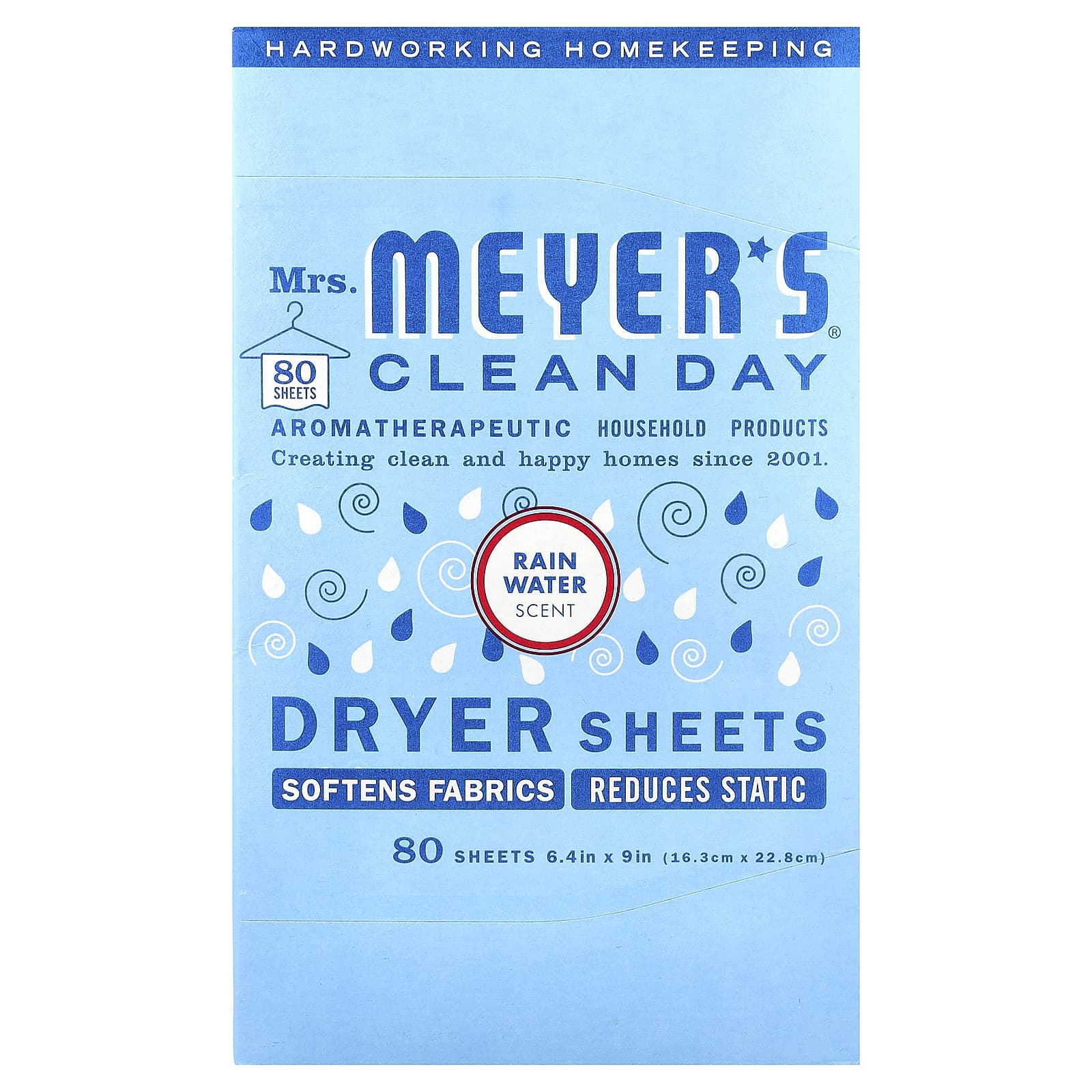 

Mrs. Meyers Clean Day Dryer Sheets, Rainwater, 80 Sheets