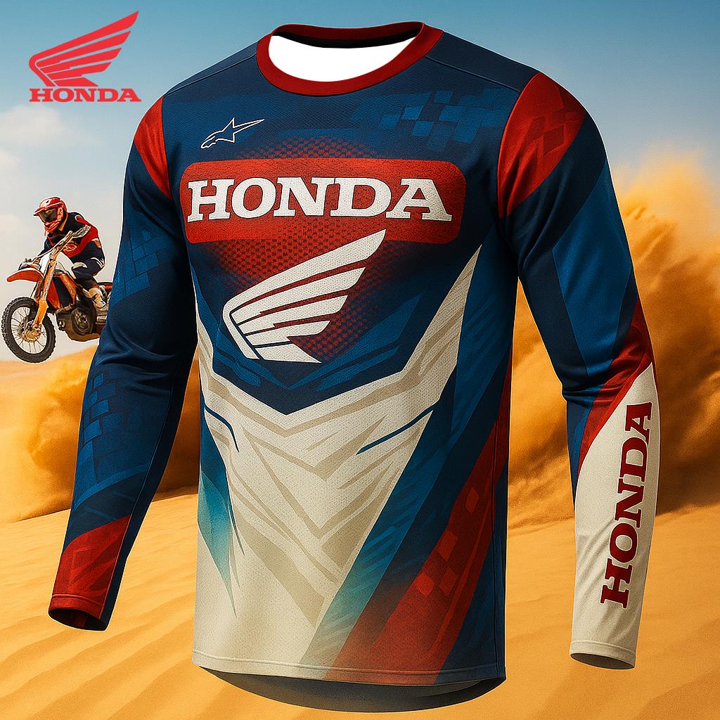 Honda 26 New Quick-Dry Men's Motorcycle Long Sleeve Breathable Riding T-Shirt Suitable for Off-Road Outdoor Riding