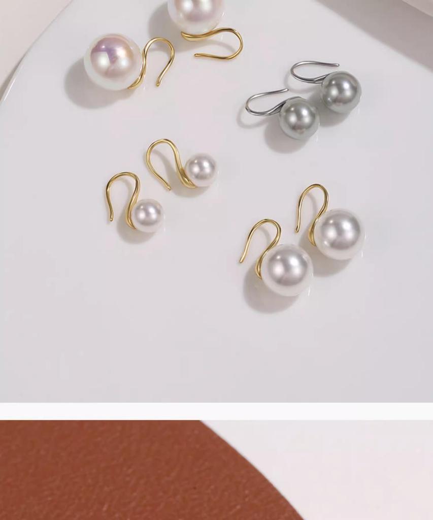 2025 Pure Silver Pearl Stud Earrings for Women - High-End Feel with Ear Drops & High Heels Ear Hooks