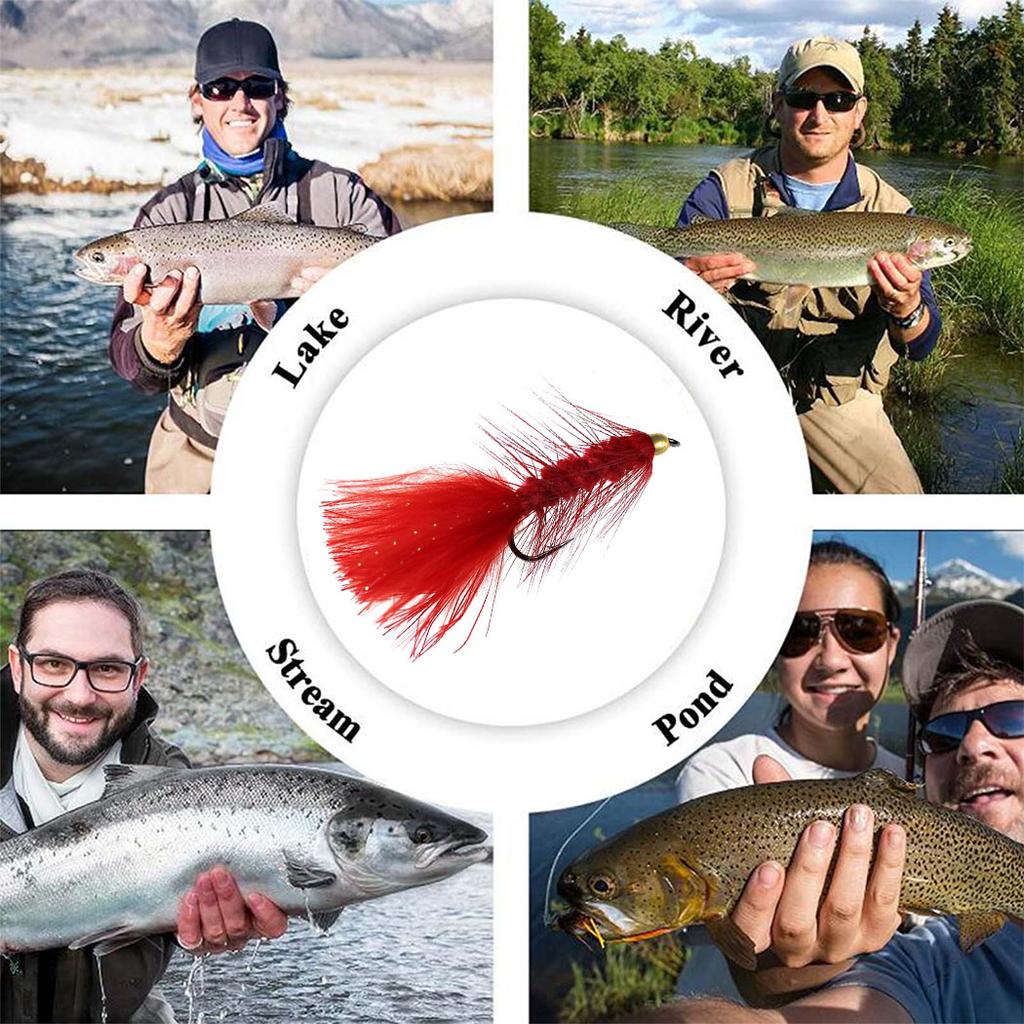 6 Stück/Box Messingkopf Wolliger Bugger Insekten Für Forelle Künstlicher Köder Schnell Sinkende Fliegenfischen Fliegen Köder