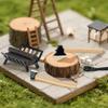 Wichtel Miniature Tool Set - 3 Piece Mini Axe with Firewood Accessories for Dollhouse, Miniature Models & Fairy Garden Decor