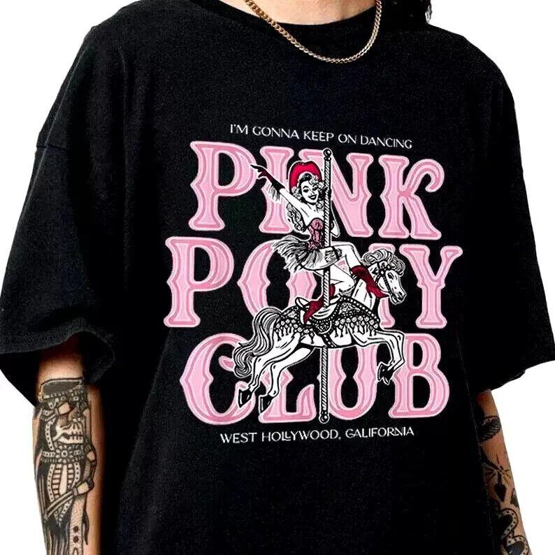 Unisex-Shirt Baumwolle Oversize Große Größe Rosa Pony Club T-Shirt, Chappell Roan T-Shirt, Midwest Princess Tour S-4XL