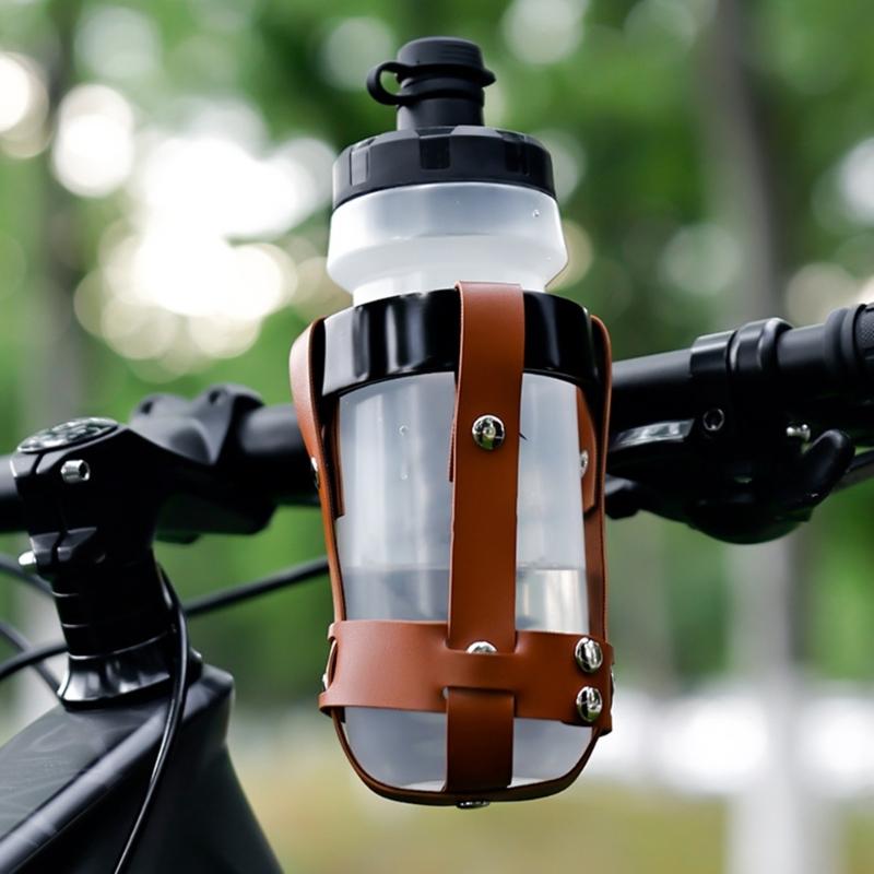 Leather Road Bike Beverage Holder Bicycles Water Bottles Cup Holder Bike Coffee Drink Cup Holder Easily to Install