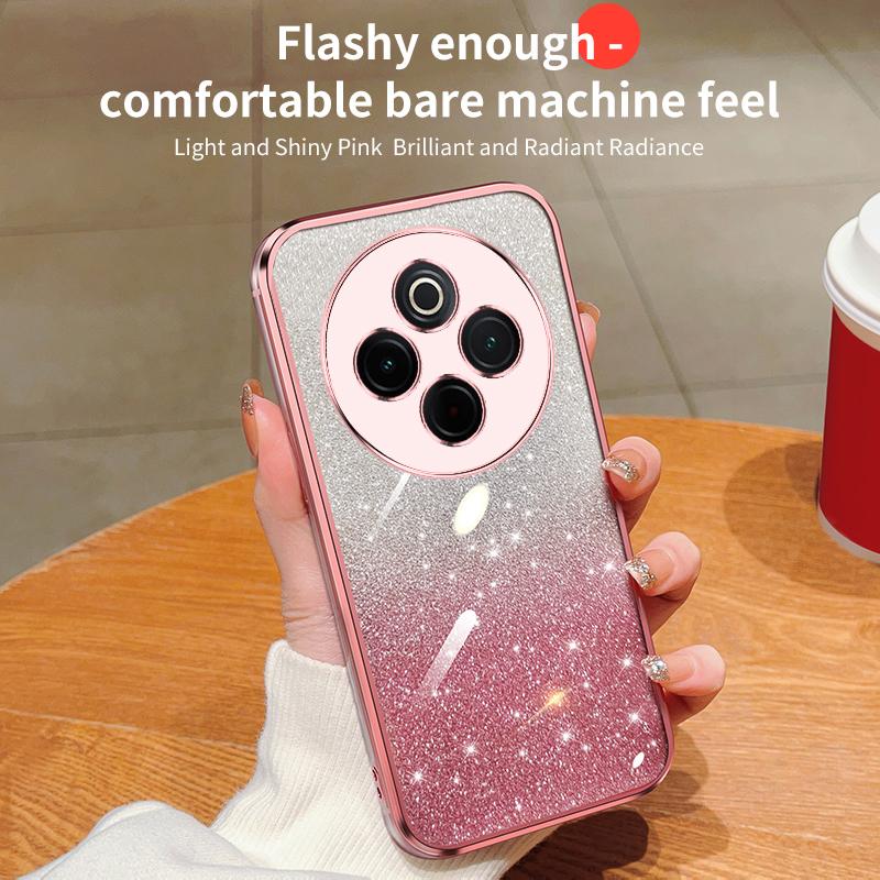 KEYSION Luxury Plating Glitter Phone Case for IQOO Z10 5G Transparent Soft TPU Shockproof Back Cover for IQOO Z10