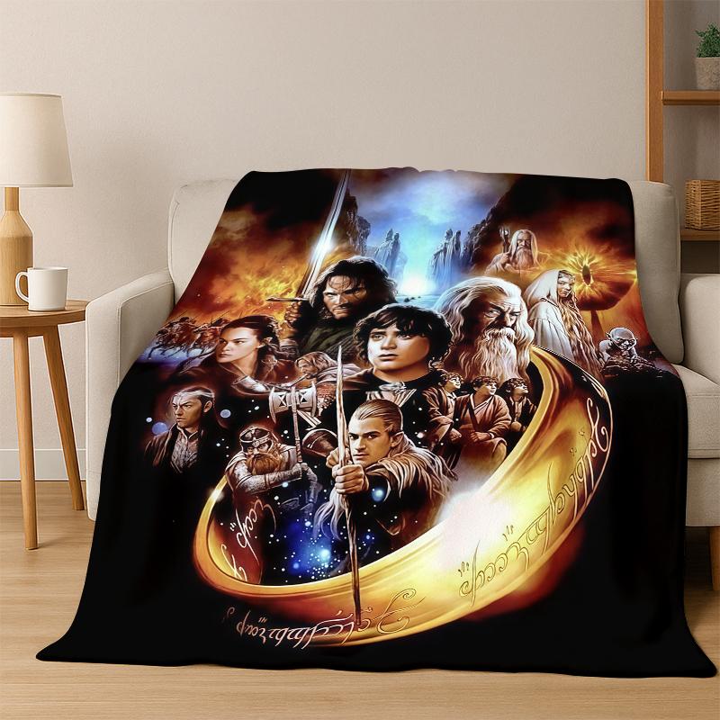 Movie L-Lord of The Rings H-Hobbit Flannel Blanket Soft Warm Blanket Throw Blanket for Bedroom Living Room Bed Picnic Gift Kid