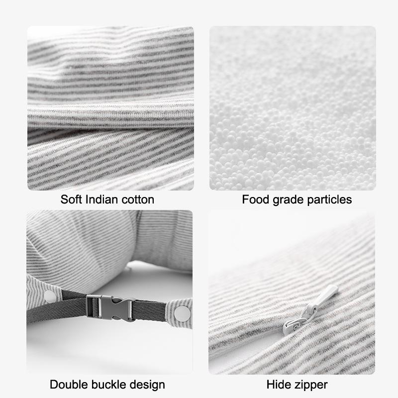 Neck Pillow Neck Support Breathable Stuffable U-Shaped Pillow With Hidden Zipper Adjustable Drawstring Neck Pillow For Travel