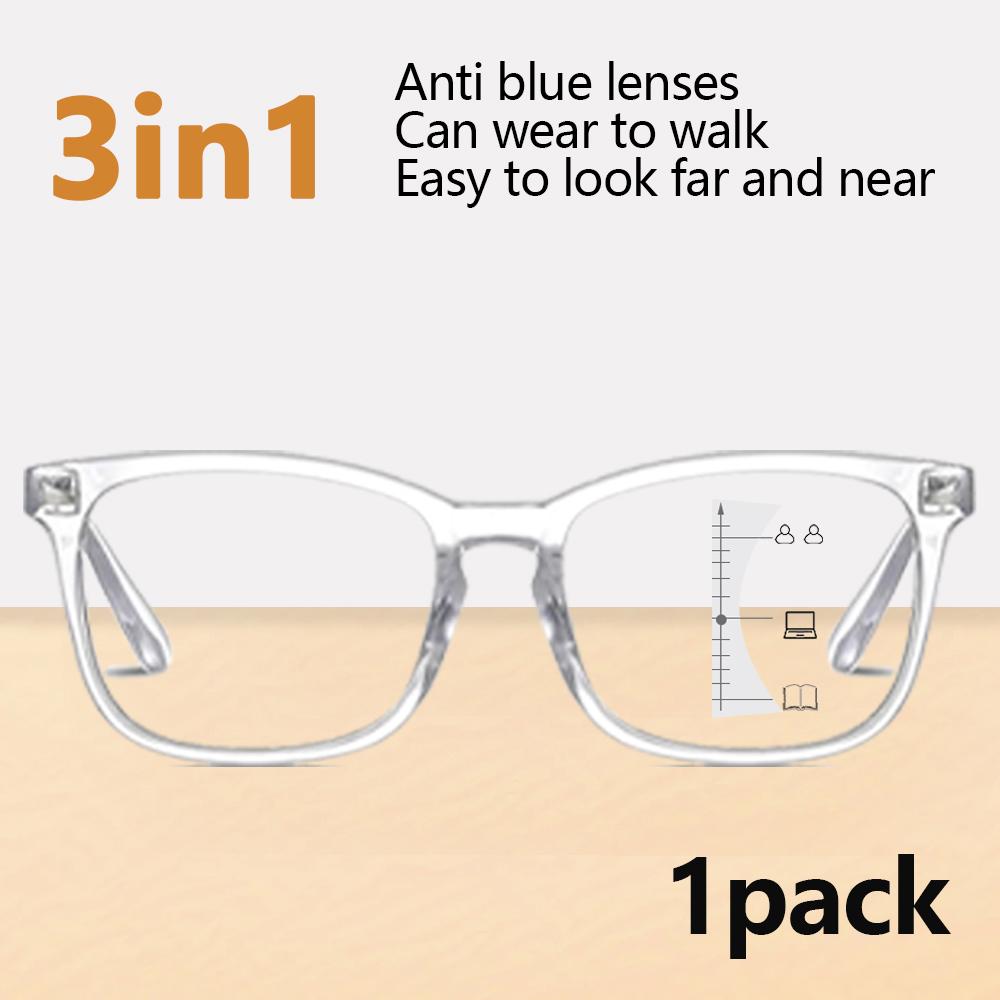 1pc VOPHA Progressive Multifocal Glasses (3-in-1) – Blue Light Blocking Near/Far Use +1.0 To +3.0