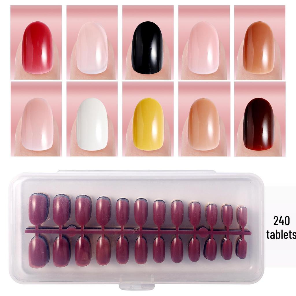 Colored Glitter Nail Art Tips - 240-Piece Set with Various Styles and Multiple Colors, Boxed Fake Fingernail Stickers