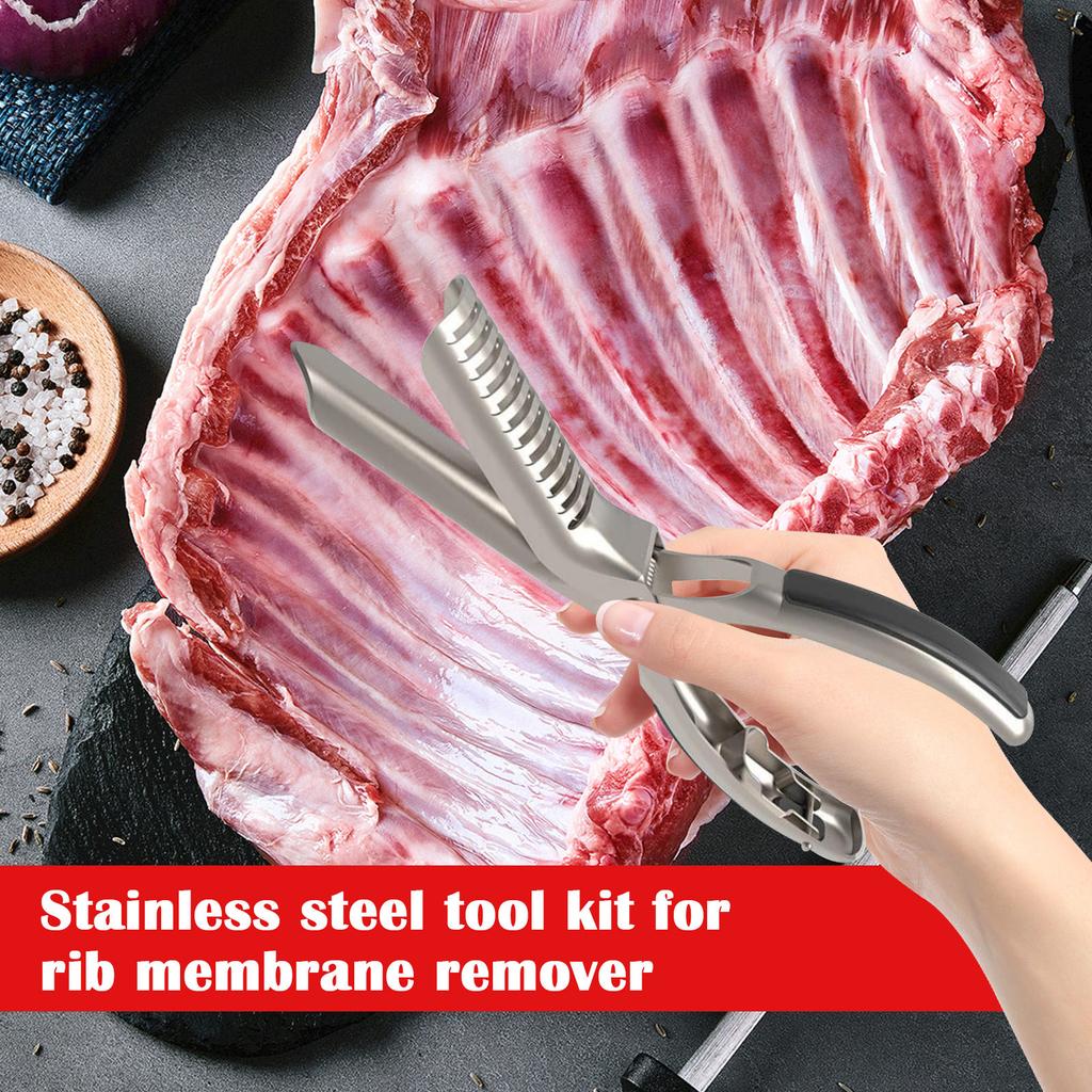 Rib Prep Pro Rib Membrane Remover Tool Guide Trimming Peeling Ribs Rib Membrane Remover Grilling Tools BBQ Rib Preparation Tool