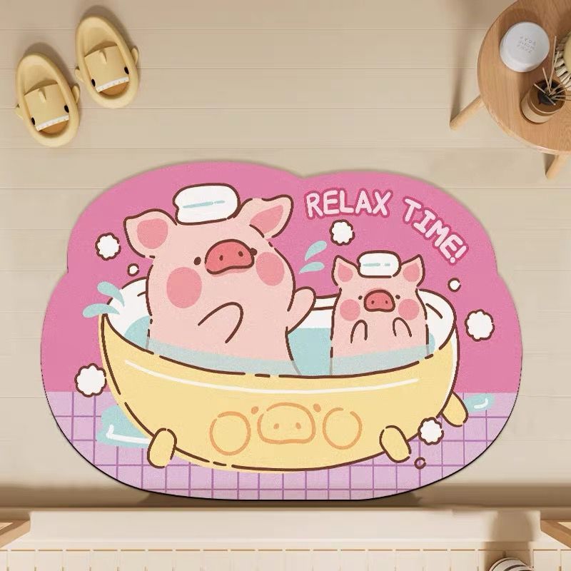 Lulu pig bathroom absorbent floor mat toilet diatom mud cushion non-slip quick-drying foot mat household door