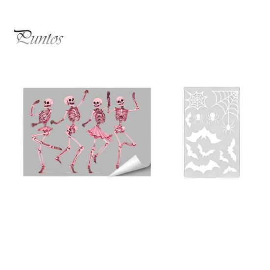 Removable Window Film Halloween Ghost/Skeleton Static Clings, PVC Waterproof Glass Stickers, Clings Decals for Home Party Door Decoration Holiday