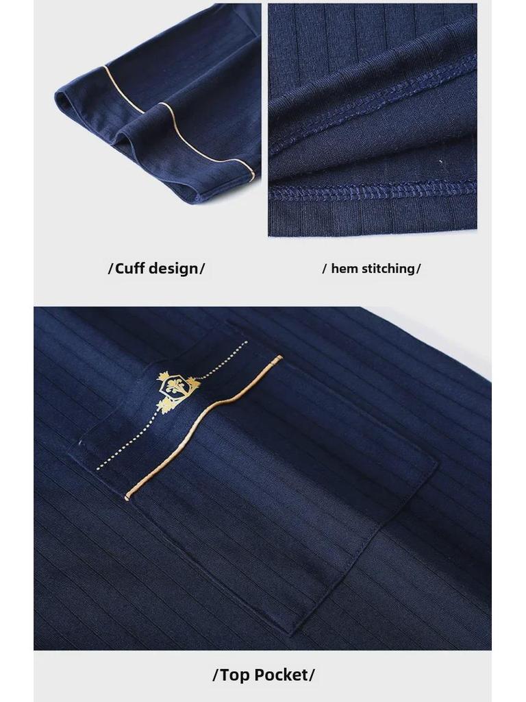 2023 Summer Cotton Short-Sleeve Cardigan Pajama Set for Middle-Aged Men