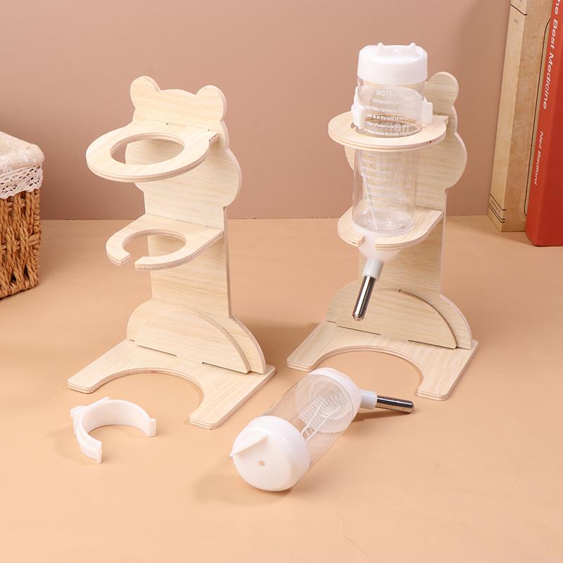 2er Set Hamsterkugel Wasserflaschenhalter Vertikaler Wasserflaschenhalter Massivholzhalterung Blumenzweig Maus Wasserspender